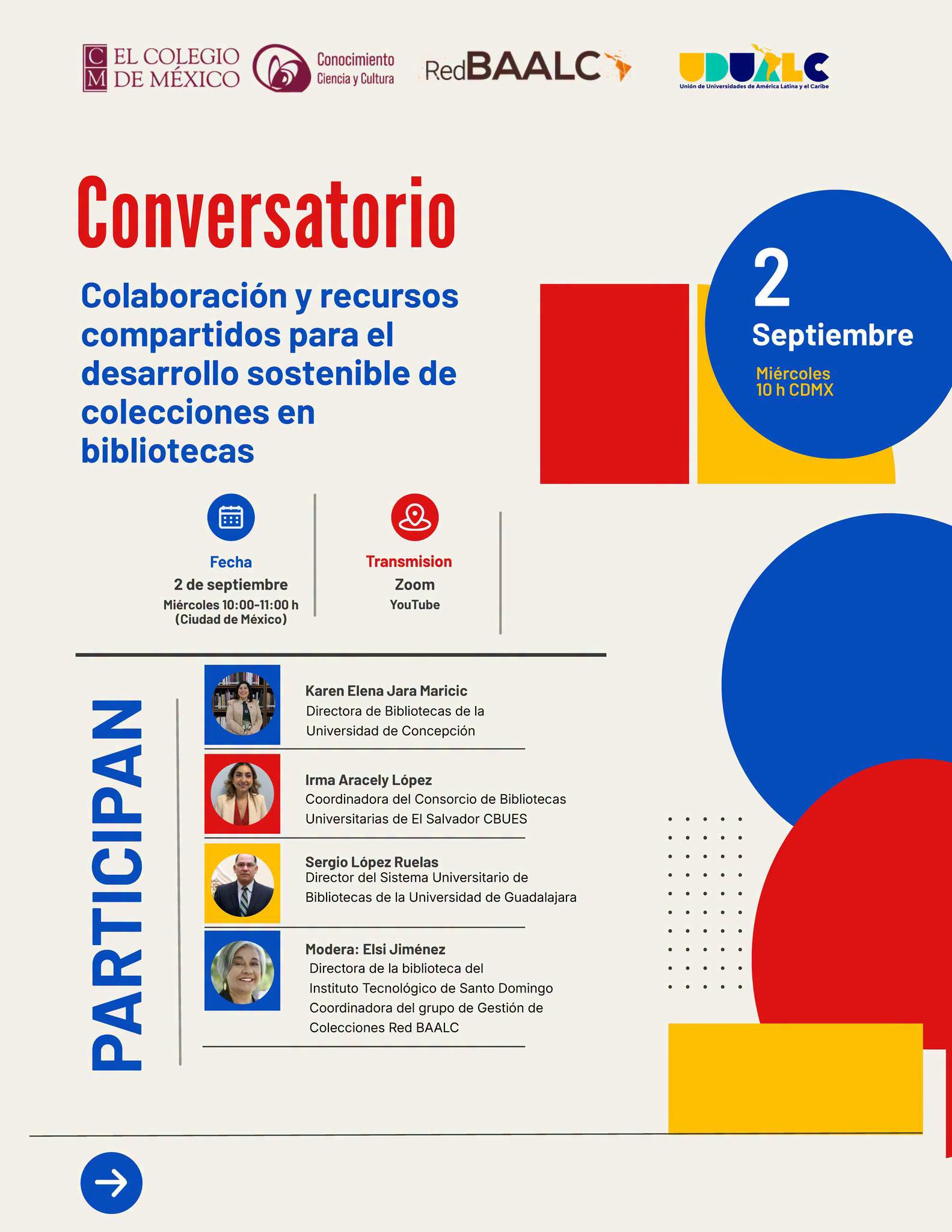 Conversatorio “Colaboración y recursos compartidos para el desarrollo sostenible de colecciones en bibliotecas’’